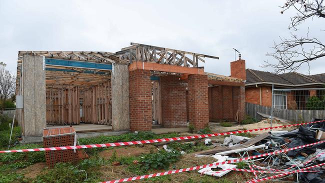 An unfinished home, photographed in June, after Zealous Group went into liquidation. Picture: Josie Hayden