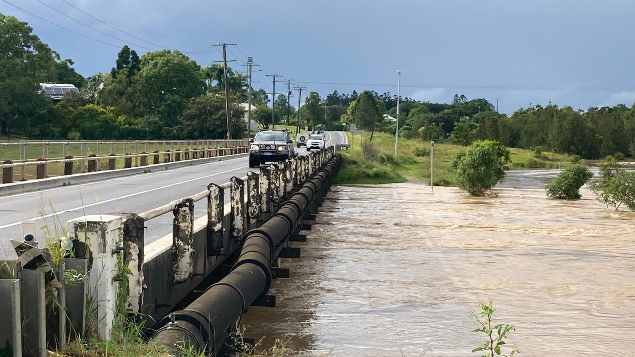 Water encroaches on Pengelly's Bridge.