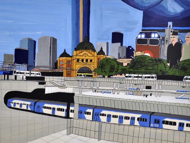 Miles Howard-Wilks Flinders Street, 2015 gouache and ink on paper City of Melbourne Art and Heritage Collection