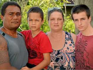 WAITING GAME: Lisa Steller and husband Manasa Drodrolagi with sons Jesse, 9, and Connor, 18, face a nervous wait to hear if their Fijian relatives are safe after the weekend’s Category 5 cyclone. Picture: Patrick Woods