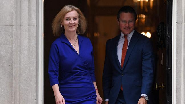 Newly appointed foreign secretary Liz Truss leaves 10 Downing Street on Wednesday. Picture: AFP