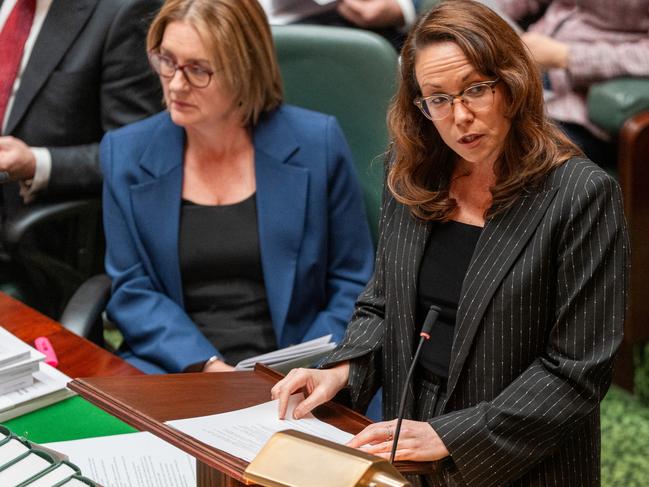 MELBOURNE, AUSTRALIA - MAY 20: Victorian Treasurer Jaclyn Symes delivers her budget speech in Victorian Parliament on May 20, 2025 in Melbourne, Australia. Victoria's 2025Ã¢â¬â26 state budget was delivered today, with Treasurer Jaclyn Symes pledging there will be no new taxes introduced this year. The budget is expected to project a $600 million operating surplus, focus on easing cost-of-living pressures for families, and continue a more moderate approach to infrastructure spending amid ongoing efforts to stabilise state debt. (Photo by Asanka Ratnayake/Getty Images)