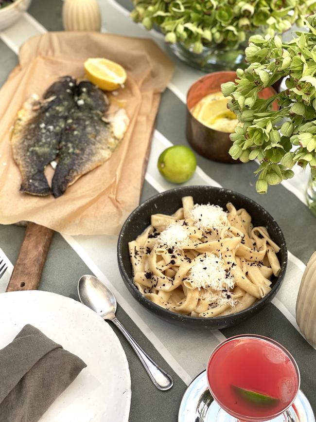 Ziti Cacio e Pepe with Truffle and Butterflied Murray cod. Picture: Supplied