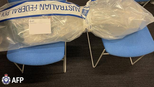 Images of heroin consignment seized from 75-year-old woman at Melbourne Airport. Picture: AFP