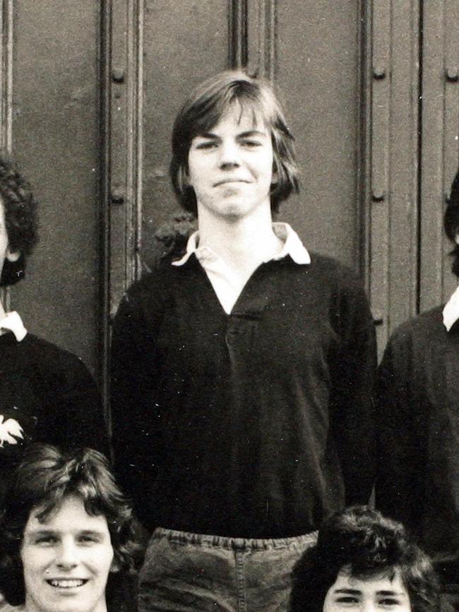 Actor Hugo Weaving as child in Queen Elizabeth Hospital School in Bristol in rugby union team photo in 1975.