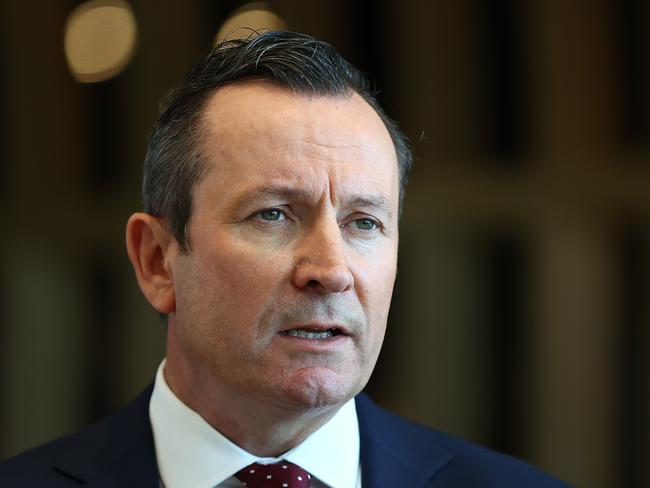 PERTH, AUSTRALIA - NOVEMBER 21: West Australian Premier Mark McGowan addresses the media after opening the WA Museum Boola Bardip on November 21, 2020 in Perth, Australia. The new $400 million WA Museum Boola Bardip features eight new galleries. The museum has been closed for four years during redevelopment, and reopens on the same site it has occupied since it first began as a Geological Museum in the Old Perth Gaol in 1891. (Photo by Paul Kane/Getty Images)