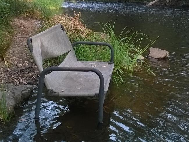 Furniture dumped by the Yarra River at Millgrove.