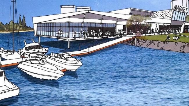Artist impressions of a proposed ferry terminal at the southern end of the Broadwater Parklands — Images supplied by City of Gold Coast Council