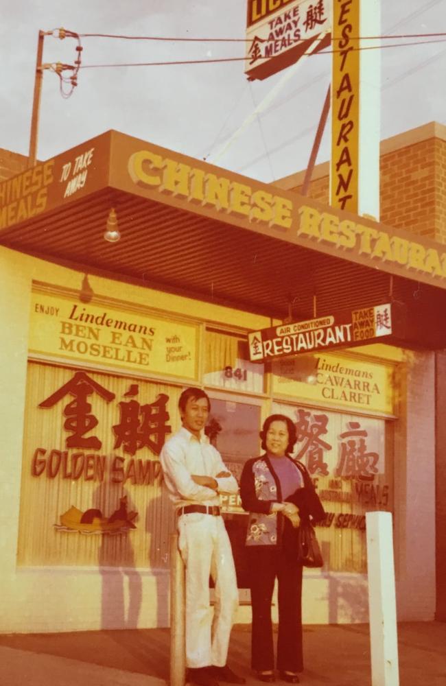 Martin Kwok and his mother Alice outside the Golden Sampan, Carlingford circa 1971. Picture: Courtesy Juanita Kwok