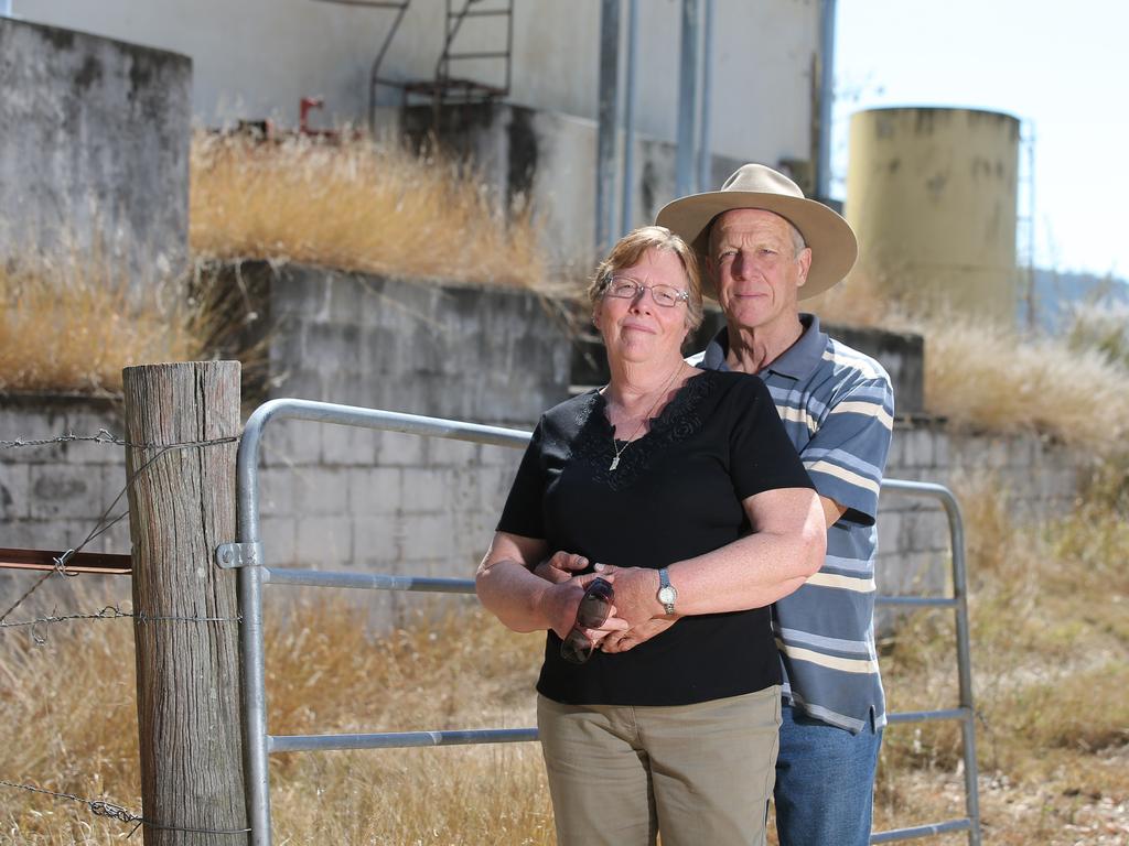 Lawrie and Wendy Brooks at the scene of the murder. Picture: Adam Armstrong