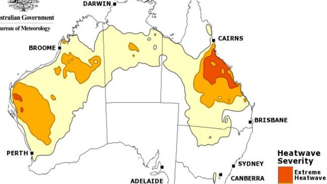 The bureau's heatwave forecast for Cairns.