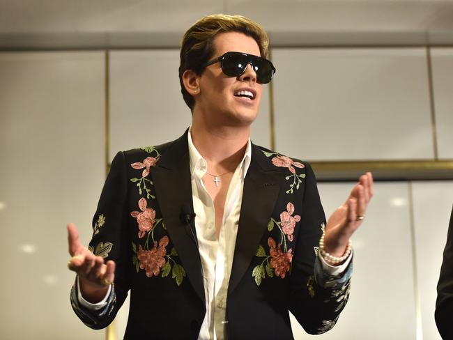 Milo Yiannopoulos when he was last in Australia in 2017. Picture: Mark Graham/AFP