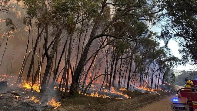 Bushfires in two national parks are threatening communities in Victoria’s west. Picture: Facebook/Kerang Fire Brigade