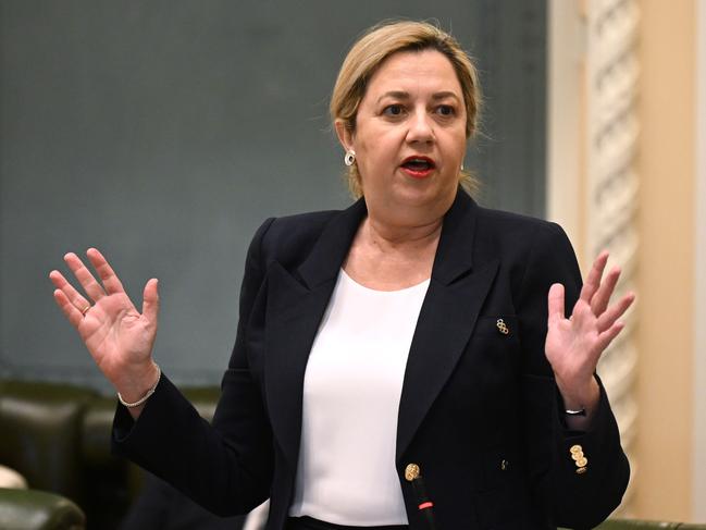 BRISBANE, AUSTRALIA - NewsWire Photos - FEBRUARY 21, 2023. Queensland Premier Annastacia Palaszczuk speaks during Question Time at Parliament House. Picture: NCA NewsWire / Dan Peled