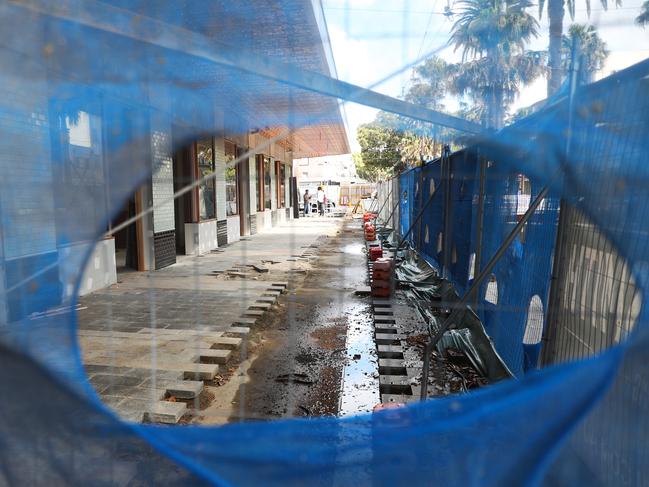 The worksite on the Manly Corso is on hold. Picture: John Grainger