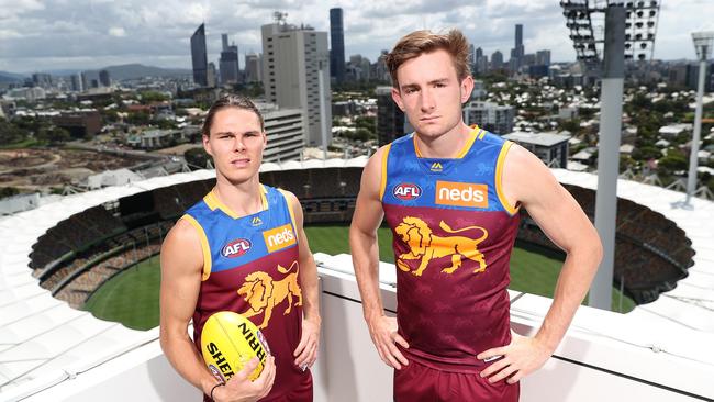 Queenslanders Eric Hipwood and Harris Andrews have become the key pillars at either end of the ground. Picture: Peter Wallis