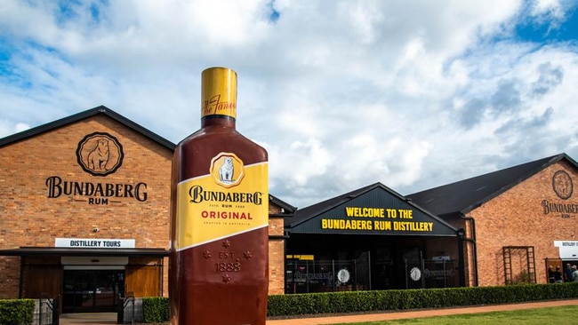Bundy Bottle in front of the Bundaberg Rum Distillery and Museum.