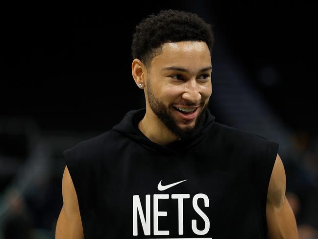 MILWAUKEE, WISCONSIN - OCTOBER 26: Ben Simmons #10 of the Brooklyn Nets warms up before the game against the Milwaukee Bucks at Fiserv Forum on October 26, 2022 in Milwaukee, Wisconsin. NOTE TO USER: User expressly acknowledges and agrees that, by downloading and or using this photograph, User is consenting to the terms and conditions of the Getty Images License Agreement.   John Fisher/Getty Images/AFP