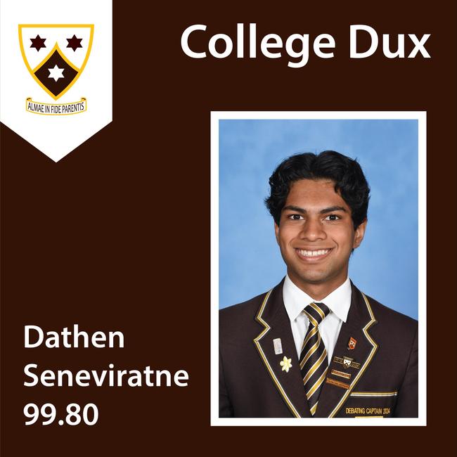 Dathen Seneviratne is the 2024 dux of Whitefriars College.