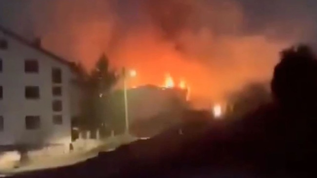 A massive fire has torn through a nightclub in North Macedonia's southern town of Kocani. Picture: Social Media