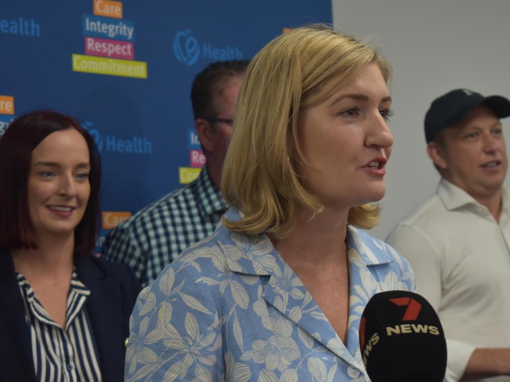 Health Minister Shannon Fentiman announcing the new PETCT scanner at Rockhampton Hospital.