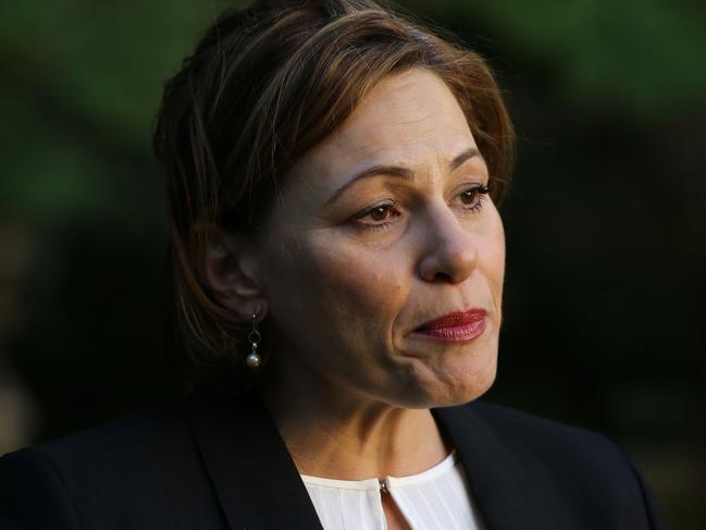 Deputy Premier and Treasurer for Queensland Jackie Trad speaking to the media after a meeting with Mining Executives at 1 William Street this afternoon, Brisbane 29th May 2019 Picture AAPImage/ David Clark