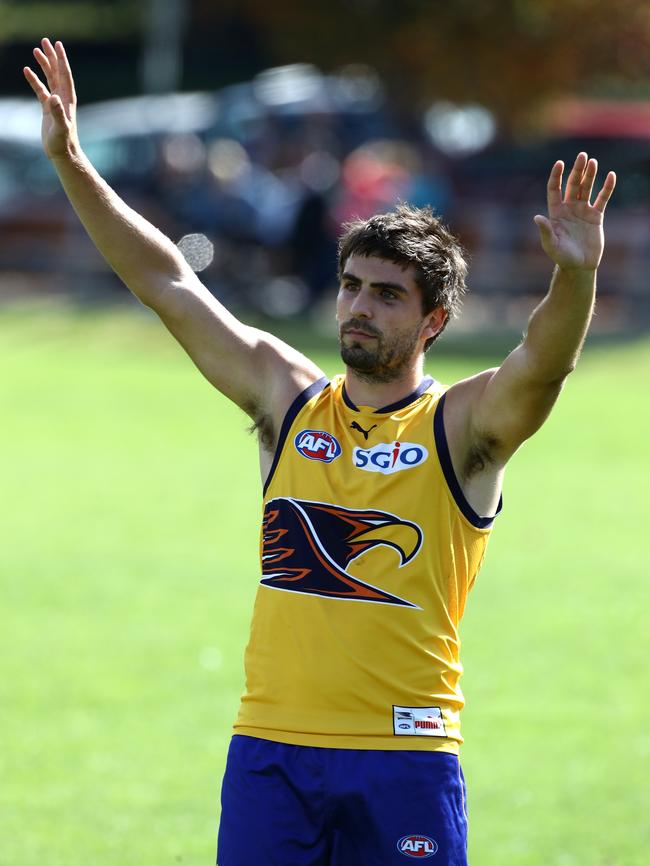 Andrew Gaff at Eagles training. Picture: Mark Dadswell