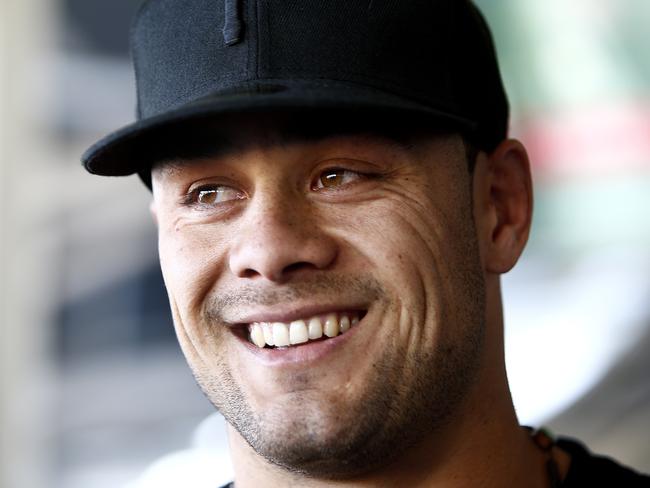 Jarryd Hayne arrived back in Sydney today from the United States. Hayne flew back in on a Virgin Australia flight from Los Angeles after spending a few months in the States pursuing his NFL dream. Picture: Bradley Hunter