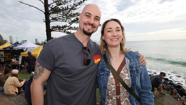 Peter and Henriette Hobor at the Surf of Origin at Burleigh Beach. Picture: Annette Dew