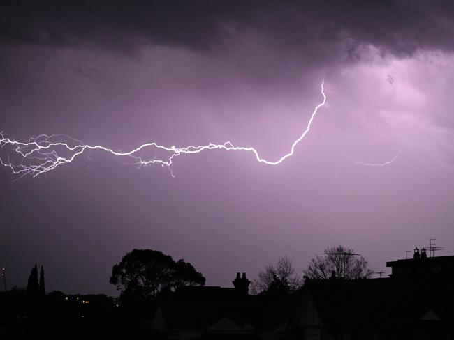 Storm comes through Melbourne. Lightening from Ruckers Hill, High Street, Northcote. Picture: Josie Hayden