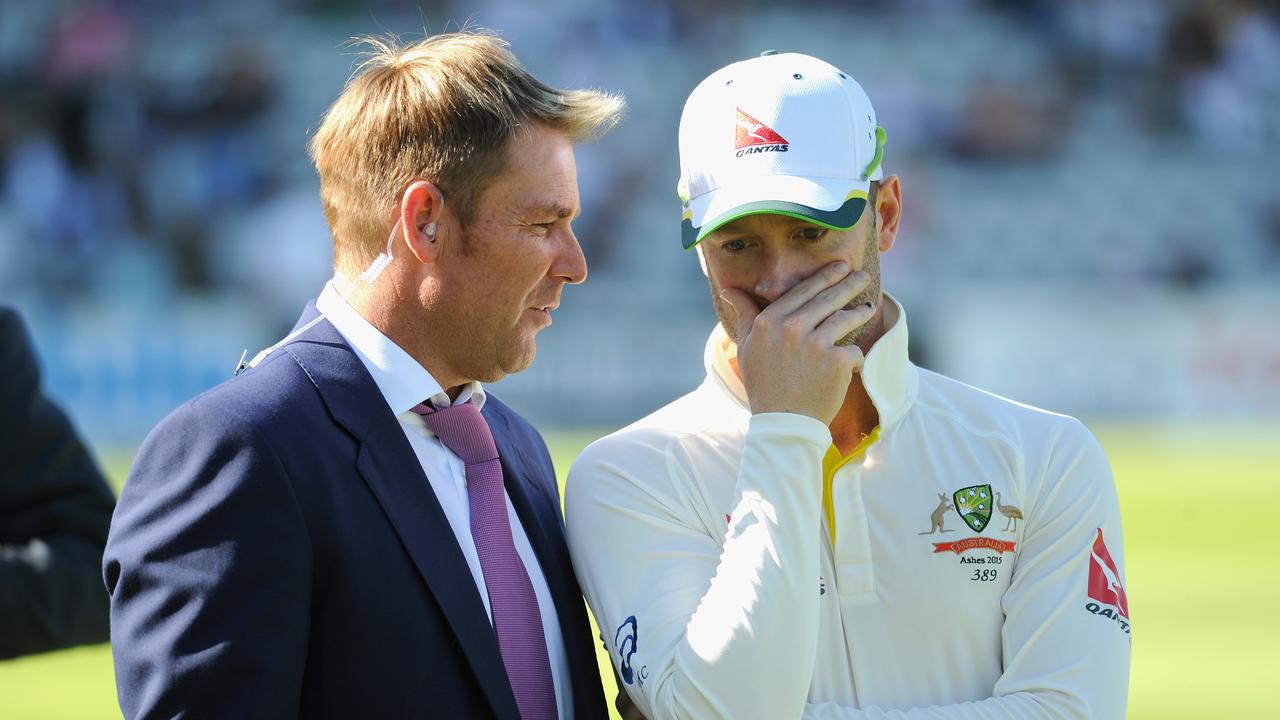 Warne chats to Clarke at Lords in 2015. Picture: Getty Images