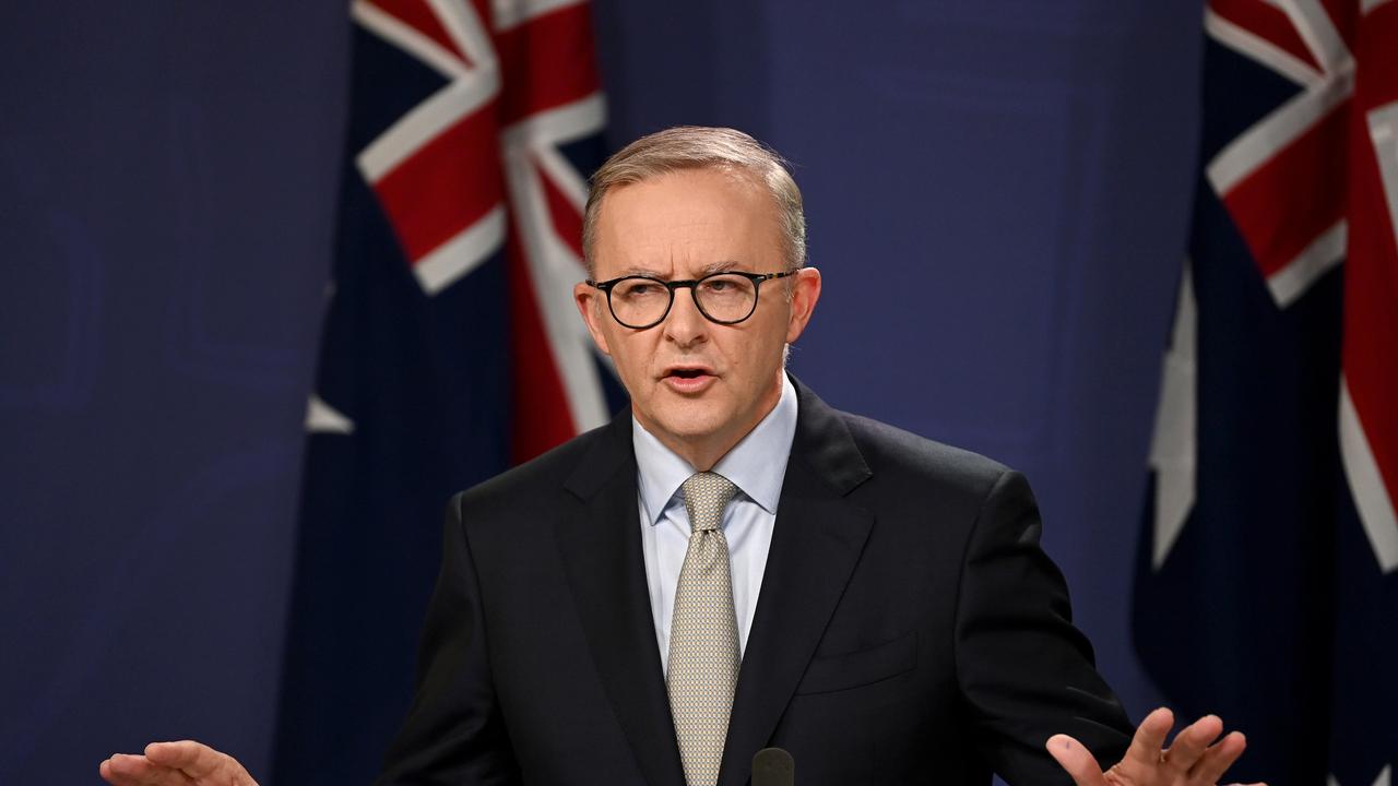 Anthony Albanese speaks after the election was called. Picture: Bianca De March/AAP