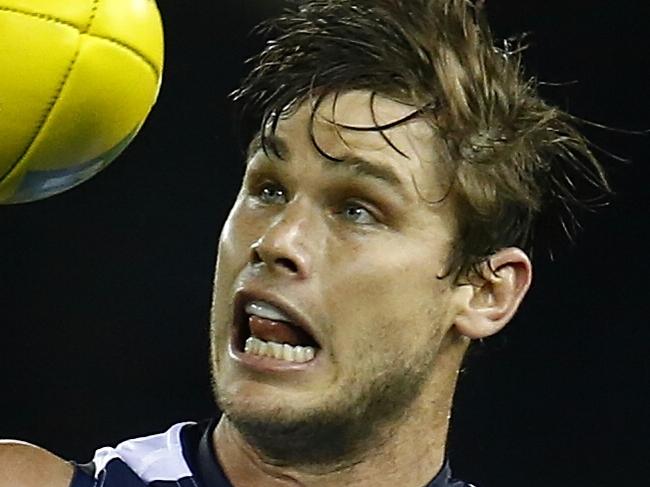 AFL Round 12. Geelong v Carlton at Etihad Stadium. Tom Hawkins 3rd qtr. Pic: Michael Klein. Friday June 6, 2014.