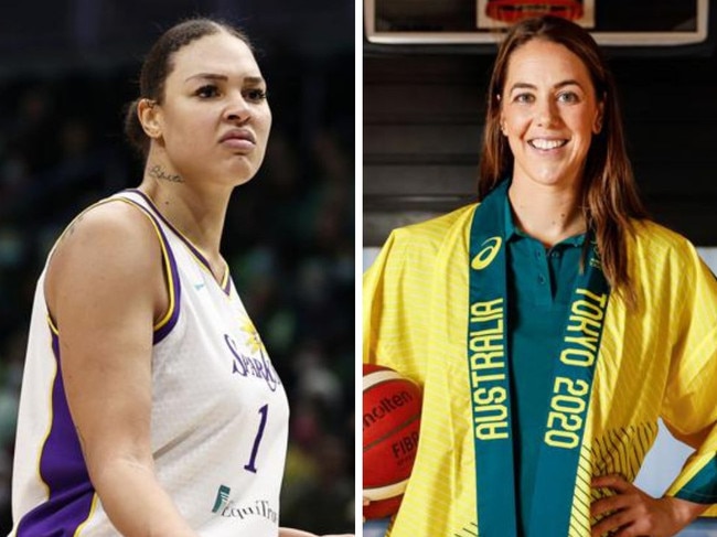 Liz Cambage and Jenna O'Hea.