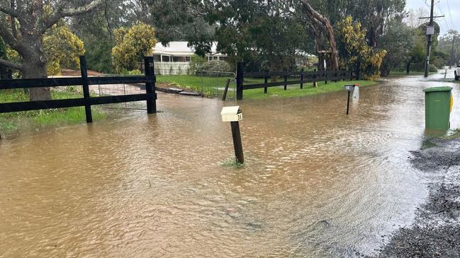 Flooding on Ashbourne Rd, Woodend. Picture: Hayley Elg.