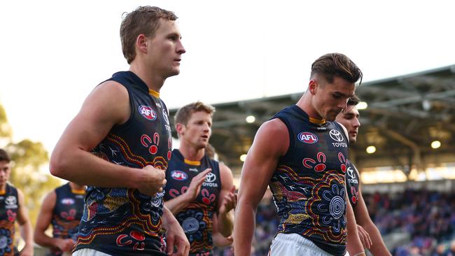 The Crows were thrashed statistically and on the scoreboard. (Photo by Graham Denholm/AFL Photos via Getty Images )