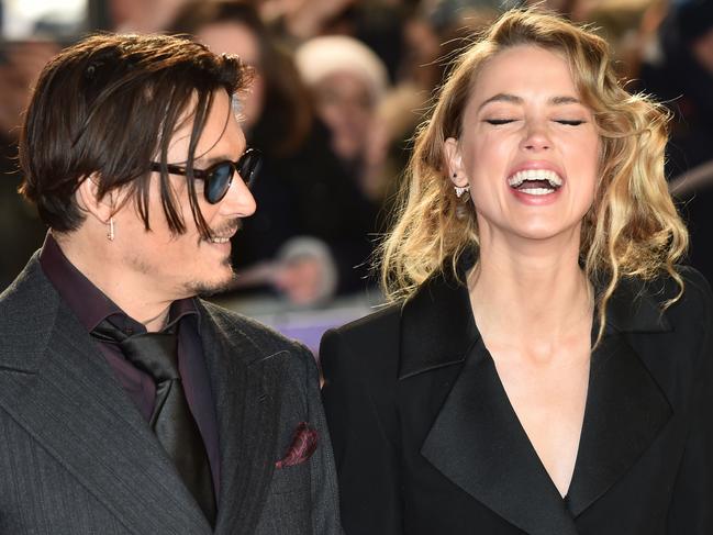 Depp with Amber Heard in 2015. Picture: AFP