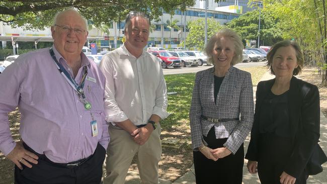 Cairns and Hinterland Hospital and Health Service Chair Clive Skarott, JCU campus director David Craig, JCU Vice Chancellor Professor Sandra Harding and CHHHS chief executive Tina Chinery. Picture: Andreas Nicola