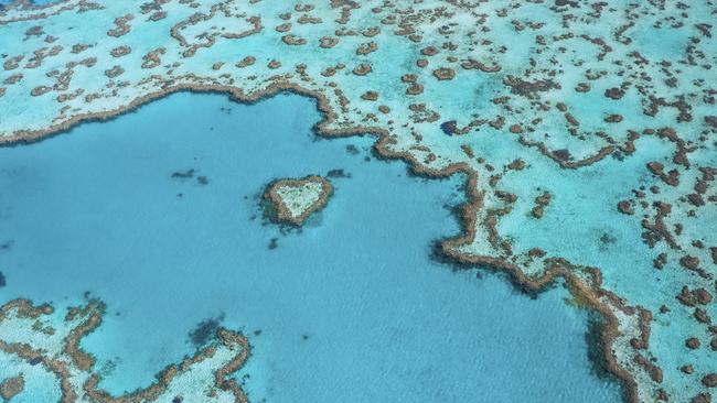 Heart Reef aerial shot taken near the Whitsunday Islands, Queensland. Picture: iStock