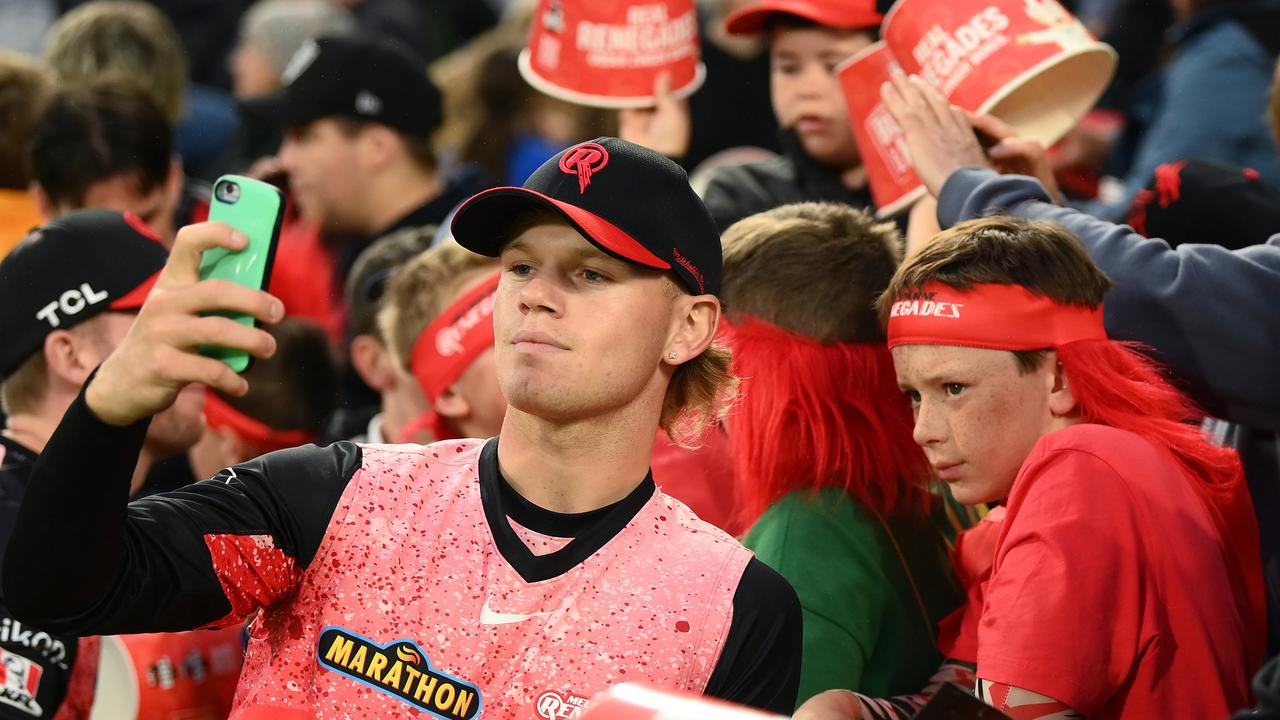 Jake Fraser-McGurk takes a selfie with a fan. Picture: Quinn Rooney/Getty Images