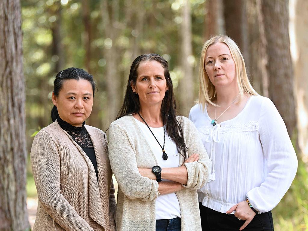 Nurses who were sacked by Queensland Health, Li, Michelle Williams and Rachael Smith. Picture: Lyndon Mechielsen