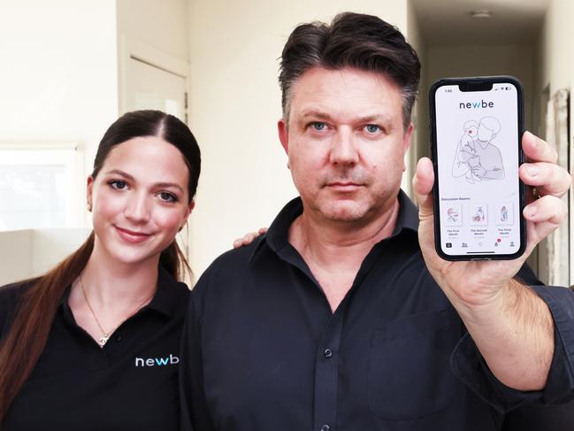 Gold Coast dad Craig Brennan has created a new app just for dads. Part social network, part advice resource, Newbe aims to make a difference for dads who are struggling with mental health, loneliness or just wondering what the heck to do as a new father. Picture Glenn Hampson