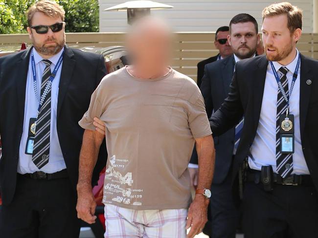 Chris Dawson at his arrest on Wednesday. Picture: NSW Police