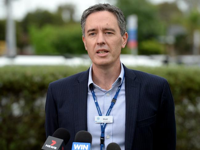 Matt Sharp, CEO of GV Health speaks to the media. Picture: Andrew Henshaw