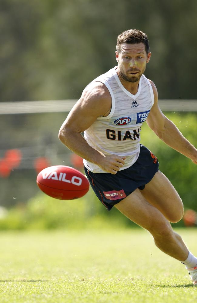 Toby Greene fired at GWS training. Picture: Phil Hillyard.