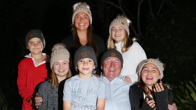 Kenny Calendar with his grandchildren (from left) Digger, Jess, Madison, Archie, Brooke and India.