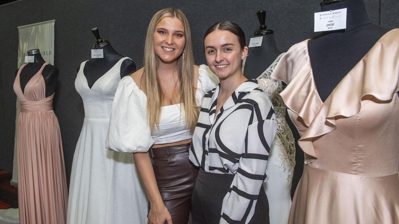 Talia Manning and Charlotte Ham from Wedding World. Ideal Bride Toowoomba Wedding Expo. Sunday, November 27, 2022. Picture: Nev Madsen.