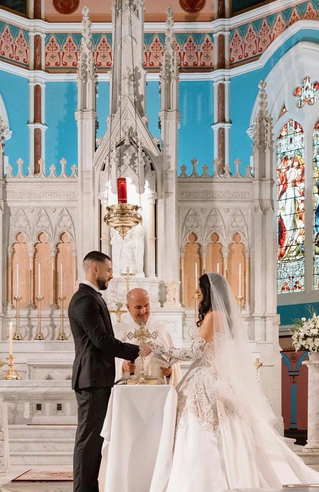 Ashlee Portelli and Ayden Fakhri wed at St Mary’s Star Of the Sea, West Melbourne. Picture: Aly Marie Photography