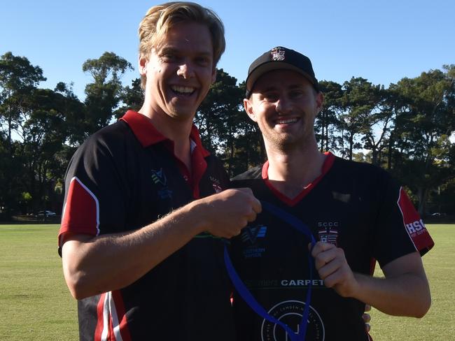 Joint players of the grand final series Lachlan Mahon (left) and Henry Hall. Picture: Ron Weil