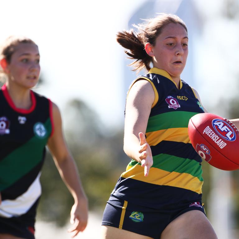 Action from the AFLQ Schools of Excellence competition. Picture: AFLQ